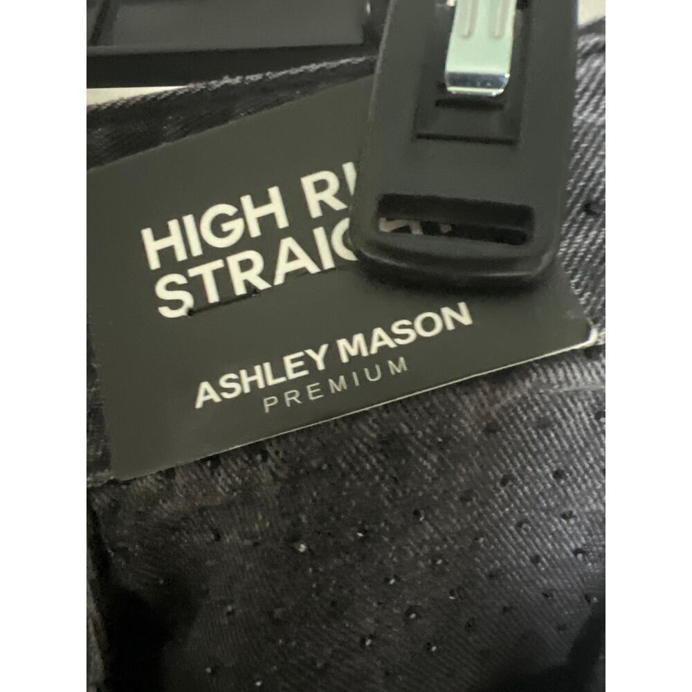 NWT Ashley Mason women Black high rise straight legs denim size 5. - Picture 6 of 9